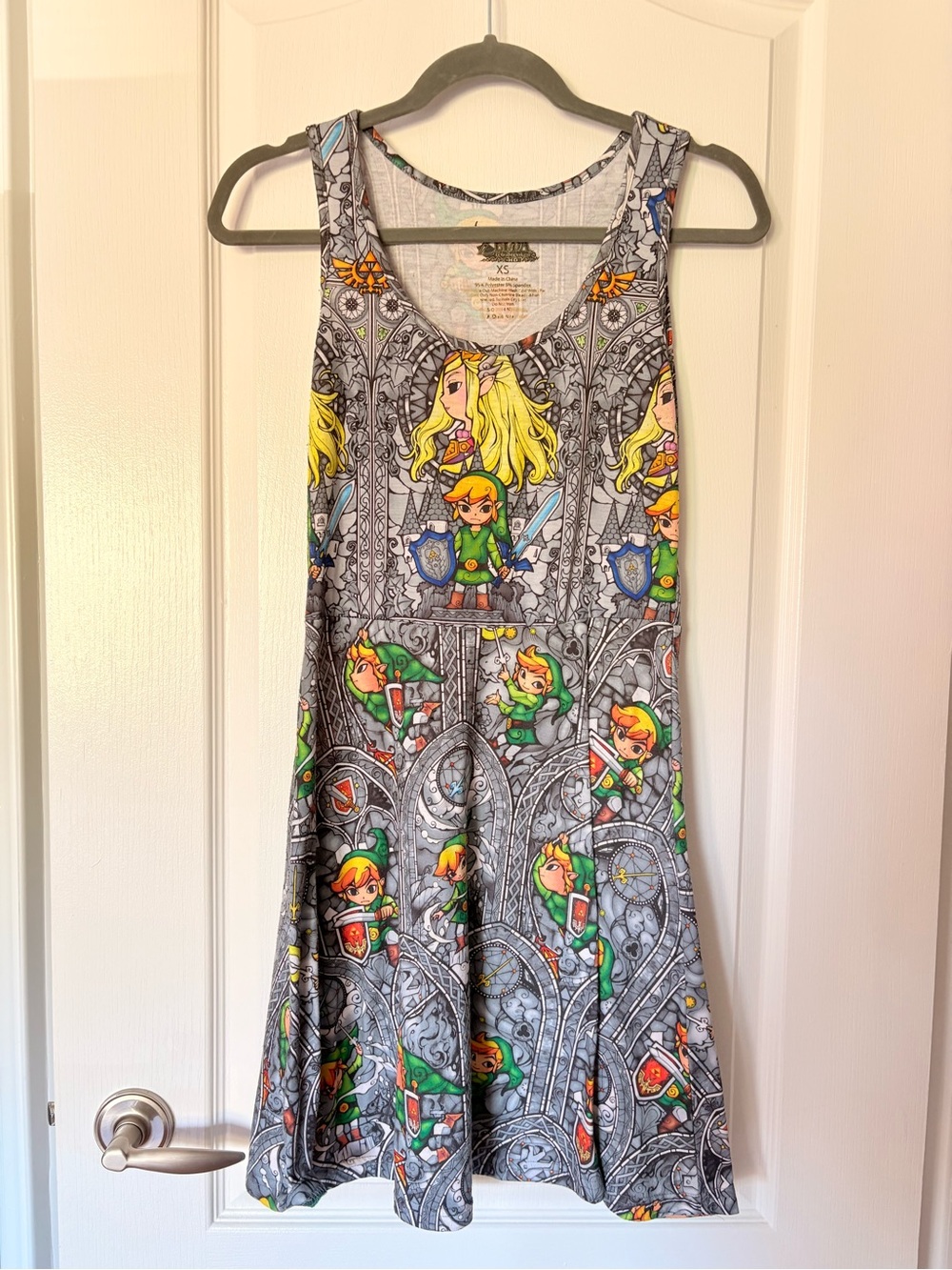Legend of Zelda wind waker Tank Dress in Gray, Green & Yellow